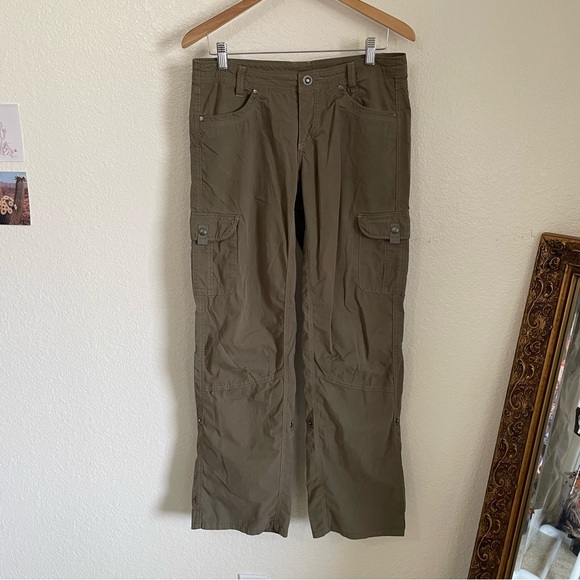 Kuhl Splash Roll Up Pants Dark Green Baggy Loose Fit Cargo Outdoor Hiking 10 Reg - Picture 1 of 9